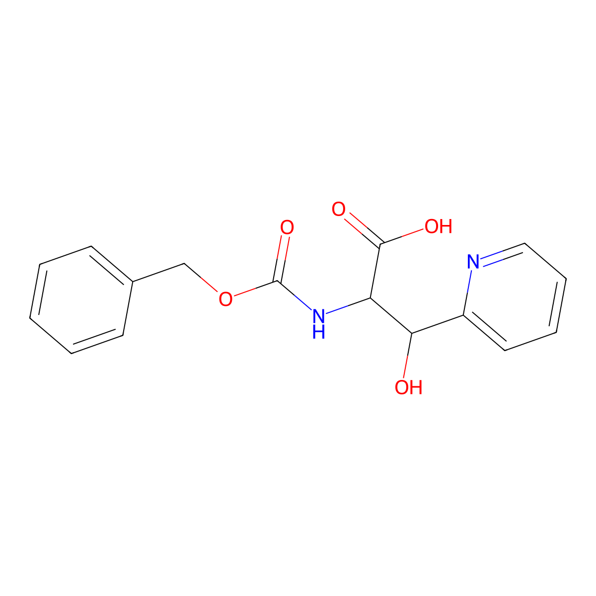 2-{[(Benzyloxy)carbonyl]amino}-3-hydroxy-3-(pyridin-2-yl)propanoic acid molecular structure, CAS 2059932-24-8