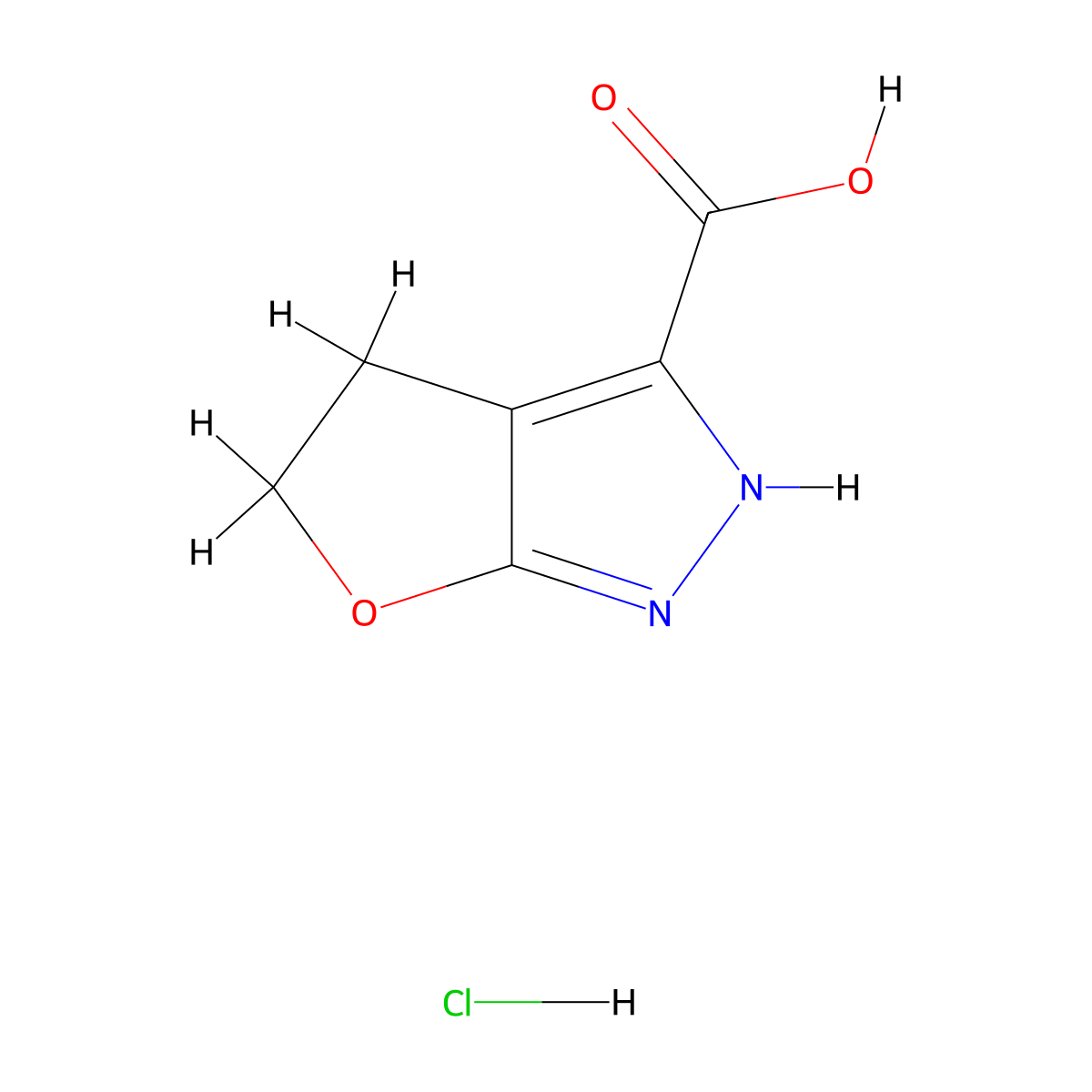 1H,4H,5H-Furo[2,3-c]pyrazole-3-carboxylic acid hydrochloride molecular structure, CAS 2059932-28-2
