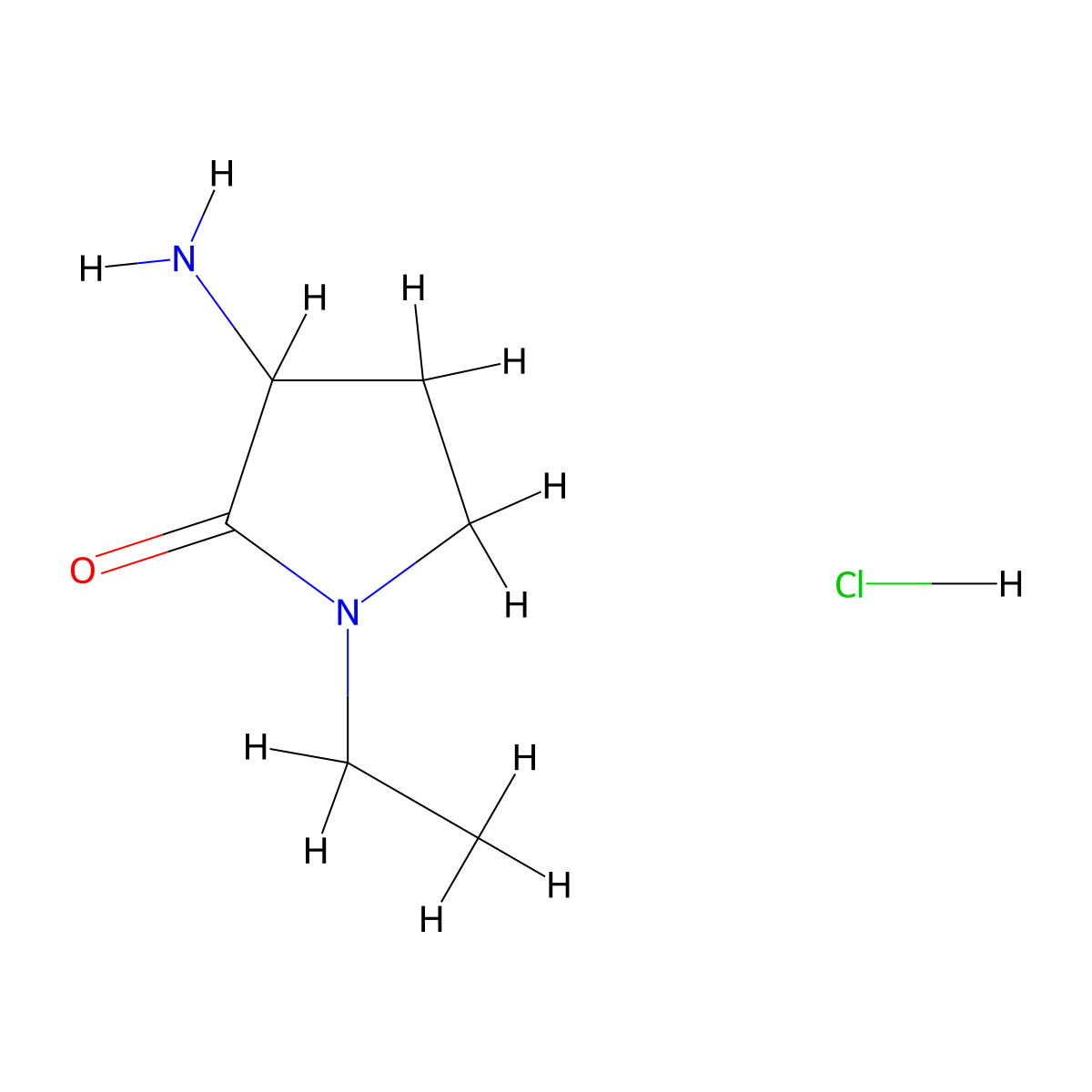 3-Amino-1-ethylpyrrolidin-2-one hydrochloride molecular structure, CAS 2059932-38-4