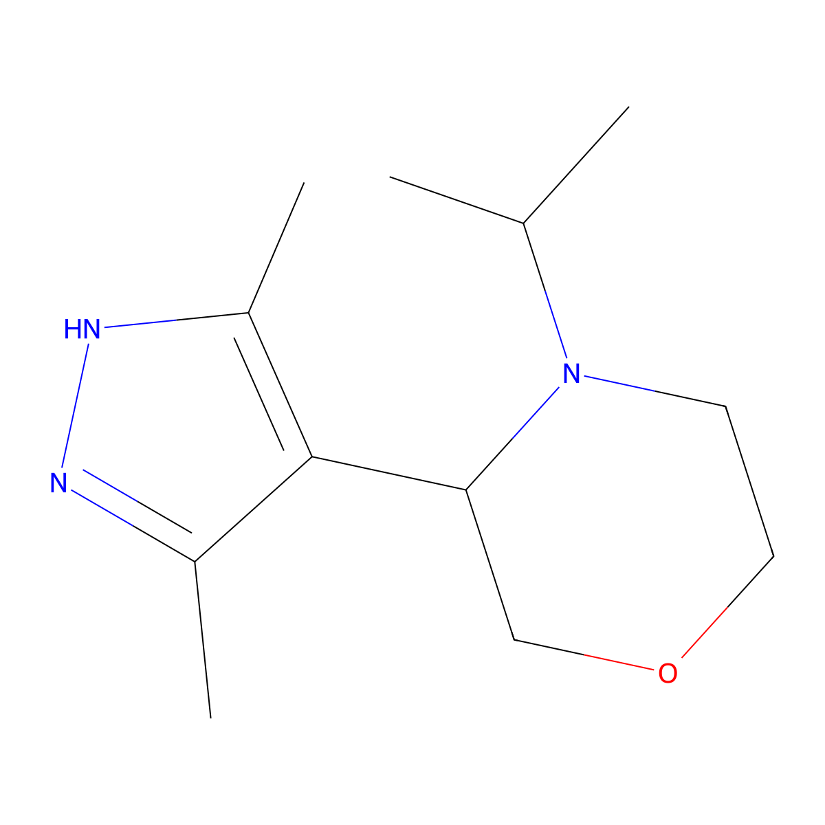 3-(3,5-Dimethyl-1H-pyrazol-4-yl)-4-(propan-2-yl)morpholine molecular structure, CAS 2059932-41-9