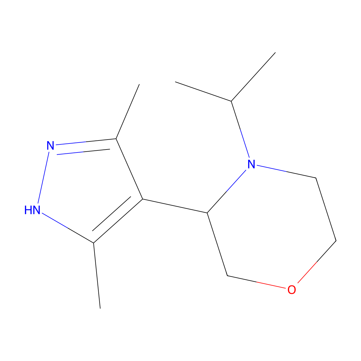 3-(3,5-Dimethyl-1H-pyrazol-4-yl)-4-(propan-2-yl)morpholine molecular structure, CAS 2059932-41-9
