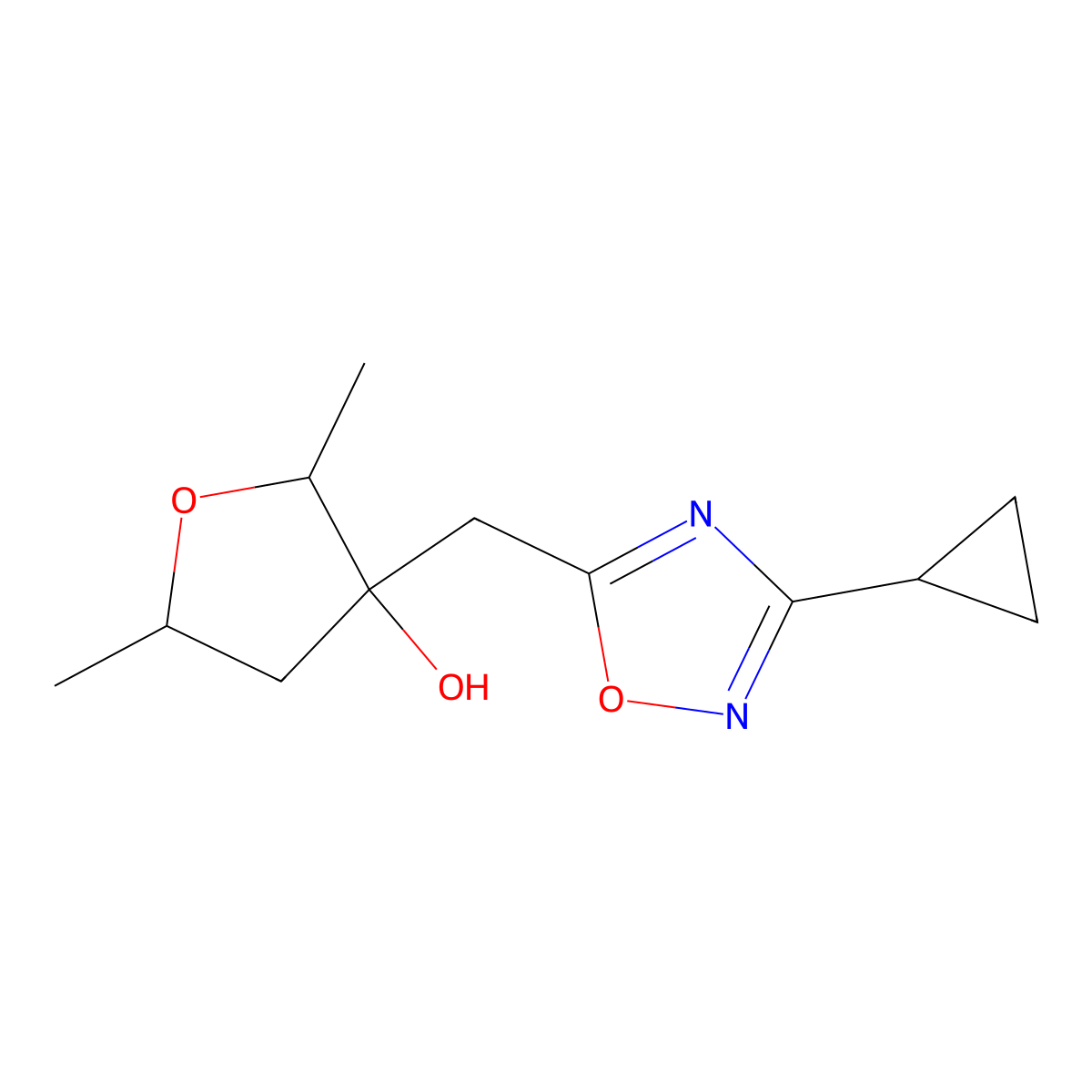 3-[(3-Cyclopropyl-1,2,4-oxadiazol-5-yl)methyl]-2,5-dimethyloxolan-3-ol molecular structure, CAS 2059932-58-8