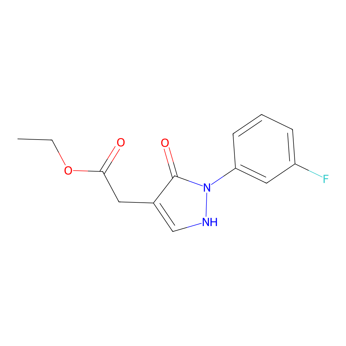 Ethyl 2-[2-(3-fluorophenyl)-3-oxo-2,3-dihydro-1H-pyrazol-4-yl]acetate molecular structure, CAS 2059932-64-6