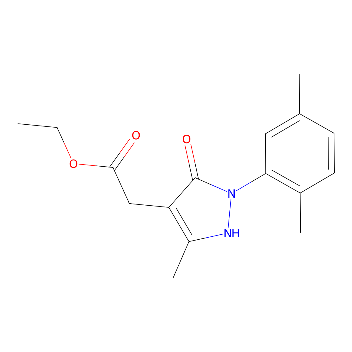 Ethyl 2-[2-(2,5-dimethylphenyl)-5-methyl-3-oxo-2,3-dihydro-1H-pyrazol-4-yl]acetate molecular structure, CAS 2059932-72-6