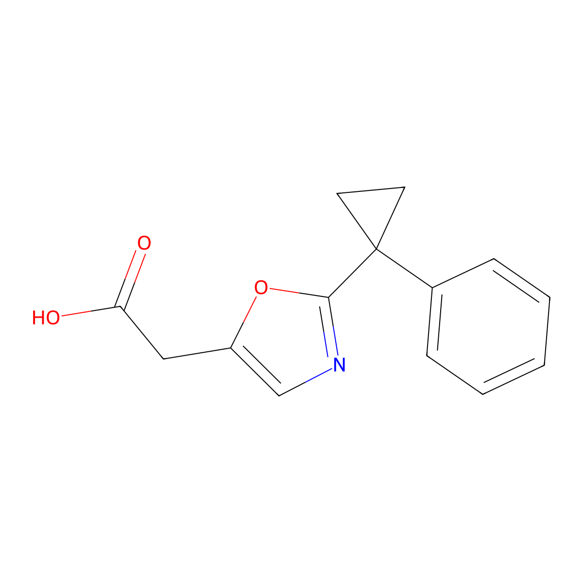 2-[2-(1-Phenylcyclopropyl)-1,3-oxazol-5-yl]acetic acid molecular structure, CAS 2059932-75-9