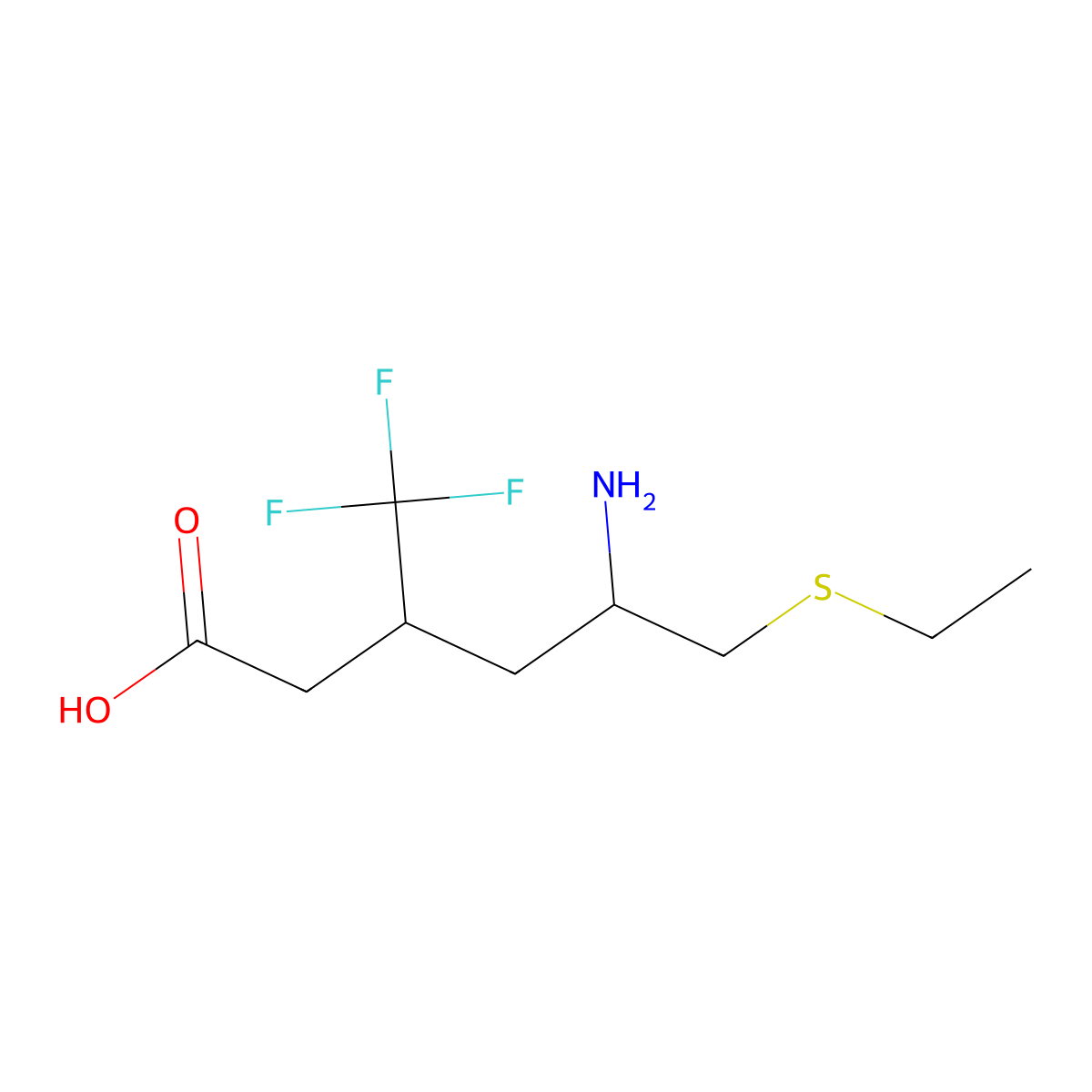 5-Amino-6-(ethylsulfanyl)-3-(trifluoromethyl)hexanoic acid molecular structure, CAS 2059932-76-0