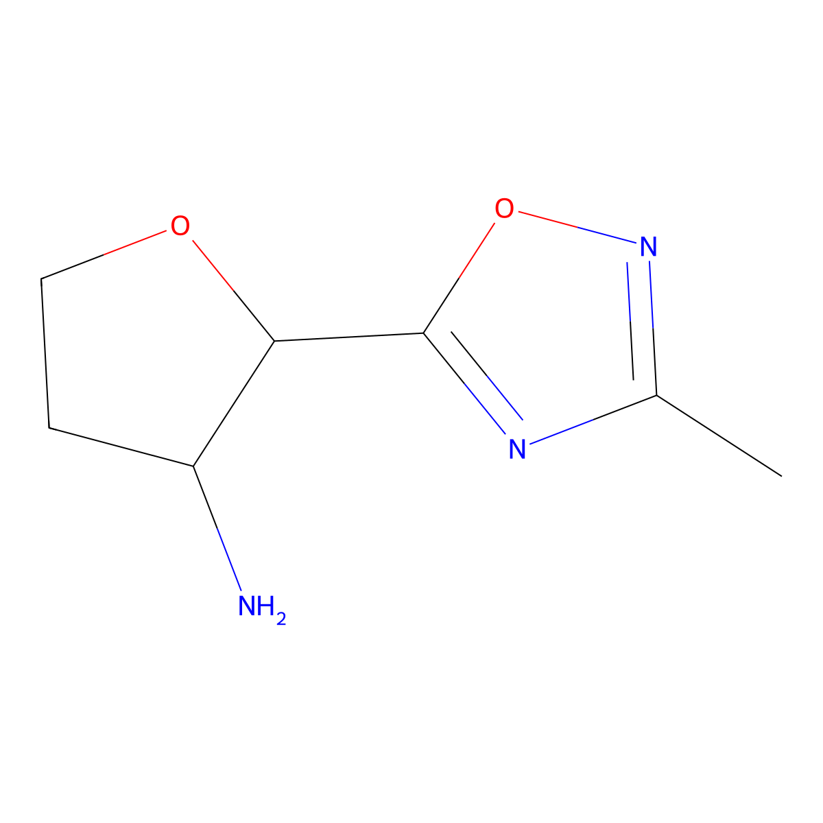 2-(3-Methyl-1,2,4-oxadiazol-5-yl)oxolan-3-amine molecular structure, CAS 2059932-85-1
