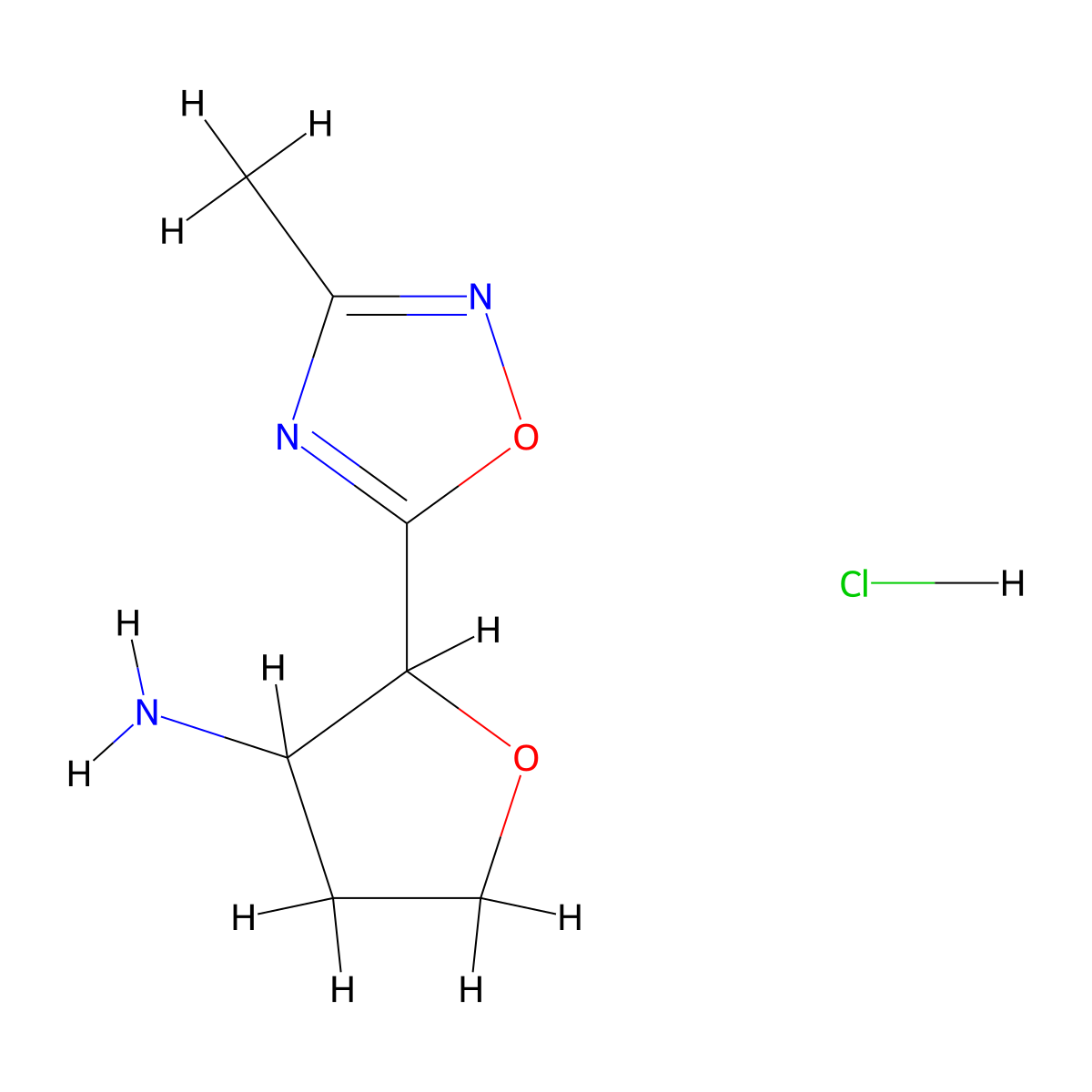 2-(3-Methyl-1,2,4-oxadiazol-5-yl)oxolan-3-amine hydrochloride molecular structure, CAS 2059932-86-2