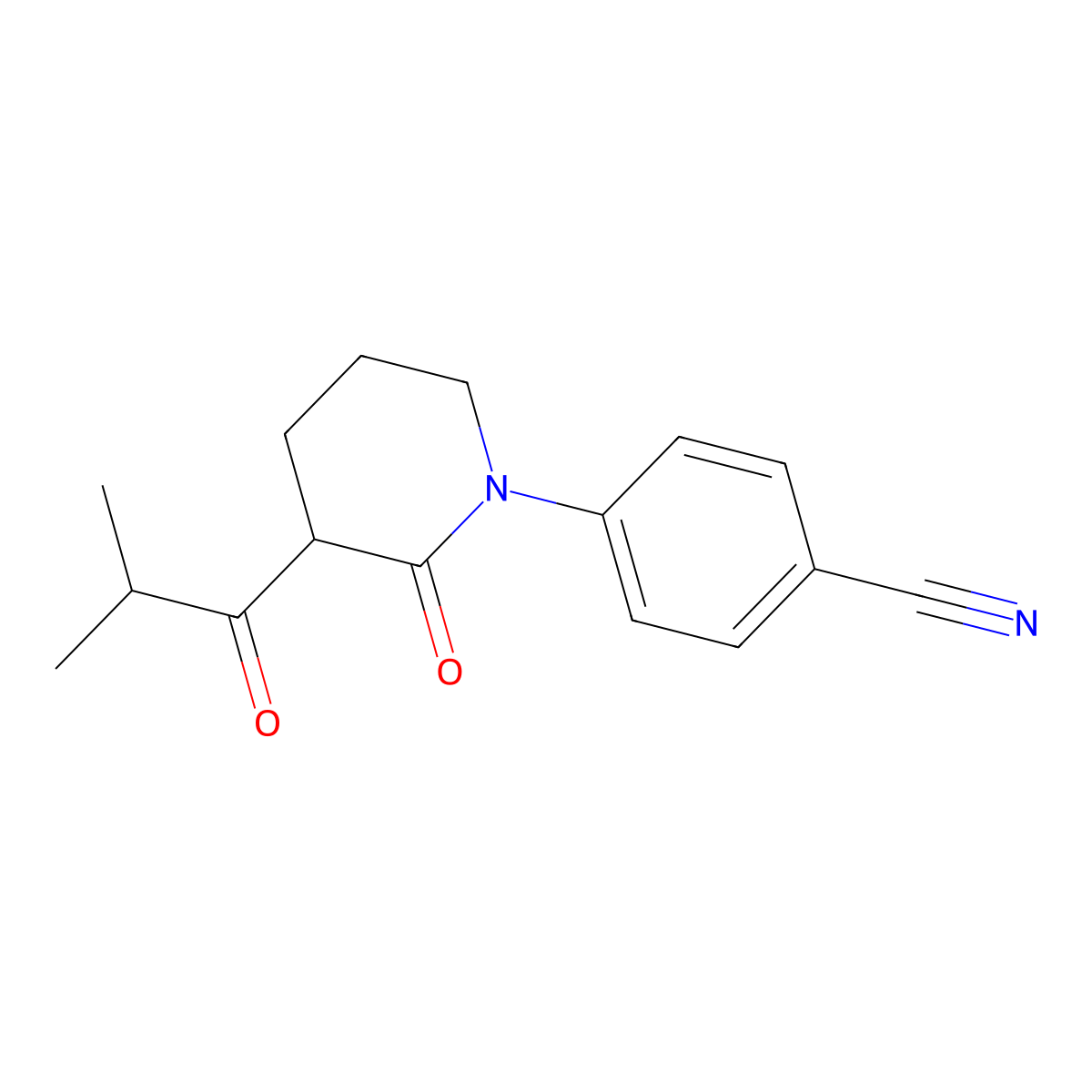 4-[3-(2-Methylpropanoyl)-2-oxopiperidin-1-yl]benzonitrile molecular structure, CAS 2059932-88-4