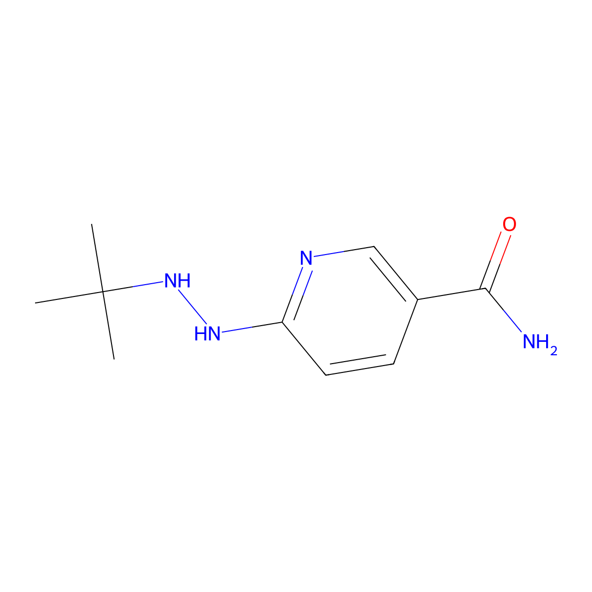 6-(2-tert-Butylhydrazin-1-yl)pyridine-3-carboxamide molecular structure, CAS 2059932-89-5