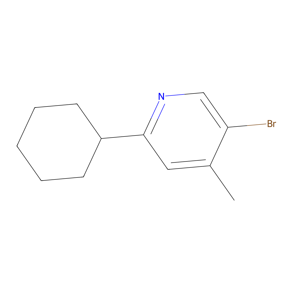 5-Bromo-2-cyclohexyl-4-methylpyridine molecular structure, CAS 2059932-92-0