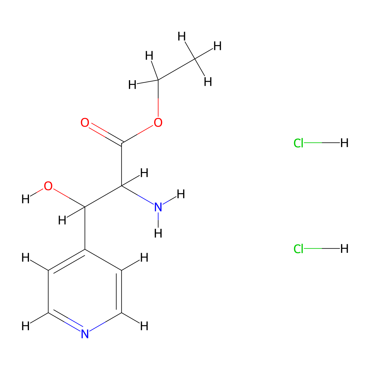 Ethyl 2-amino-3-hydroxy-3-(pyridin-4-yl)propanoate dihydrochloride molecular structure, CAS 2059932-93-1