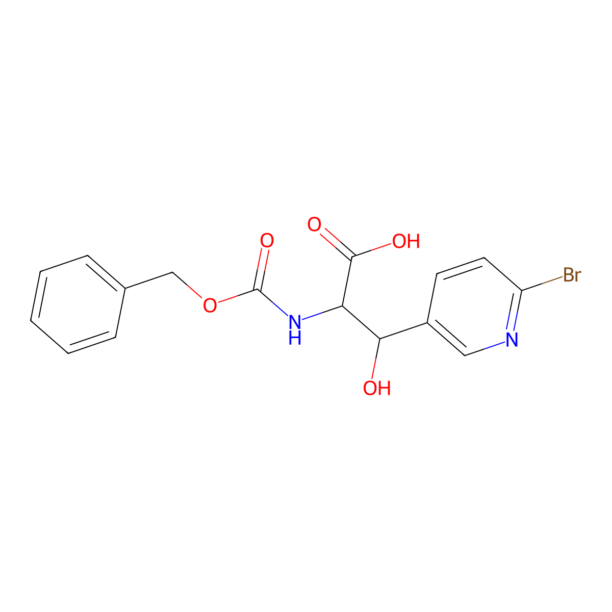 2-{[(Benzyloxy)carbonyl]amino}-3-(6-bromopyridin-3-yl)-3-hydroxypropanoic acid molecular structure, CAS 2059932-94-2