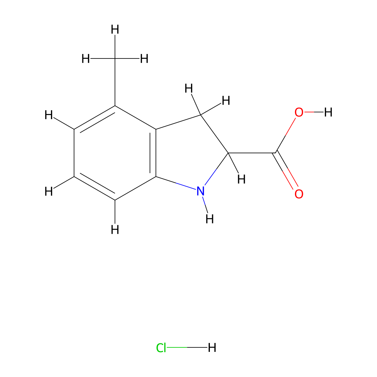 4-Methyl-2,3-dihydro-1H-indole-2-carboxylic acid hydrochloride molecular structure, CAS 2059932-96-4