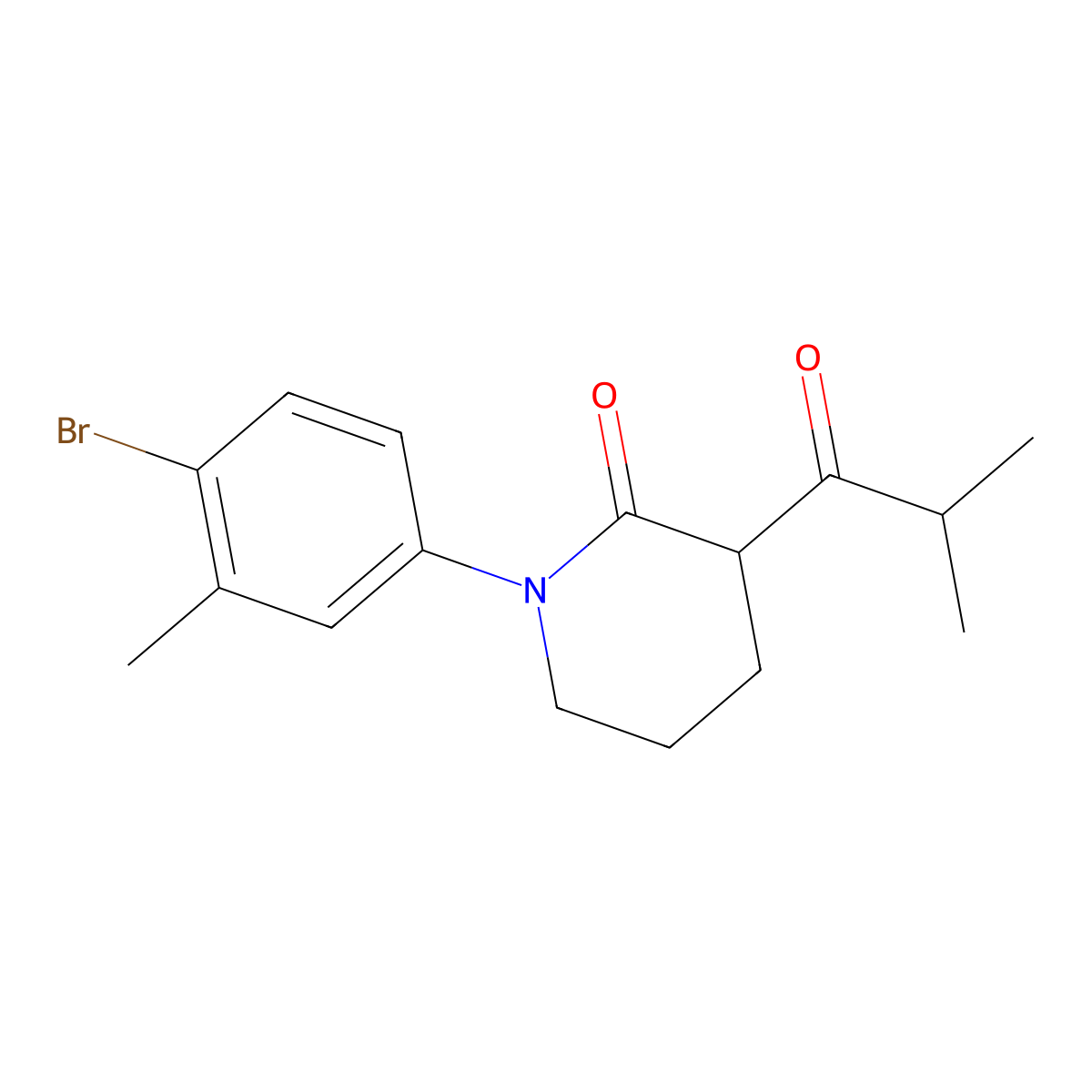 1-(4-Bromo-3-methylphenyl)-3-(2-methylpropanoyl)piperidin-2-one molecular structure, CAS 2059932-97-5
