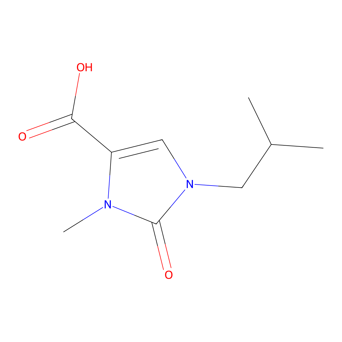 3-Methyl-1-(2-methylpropyl)-2-oxo-2,3-dihydro-1H-imidazole-4-carboxylic acid molecular structure, CAS 2059933-09-2
