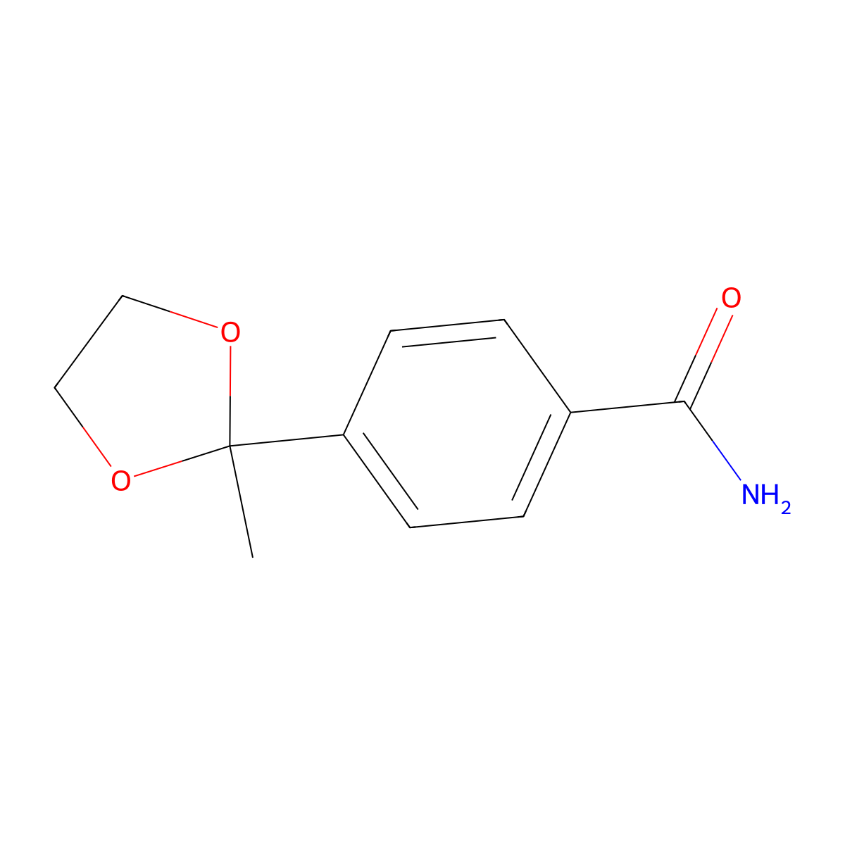 4-(2-Methyl-1,3-dioxolan-2-yl)benzamide molecular structure, CAS 2059933-16-1