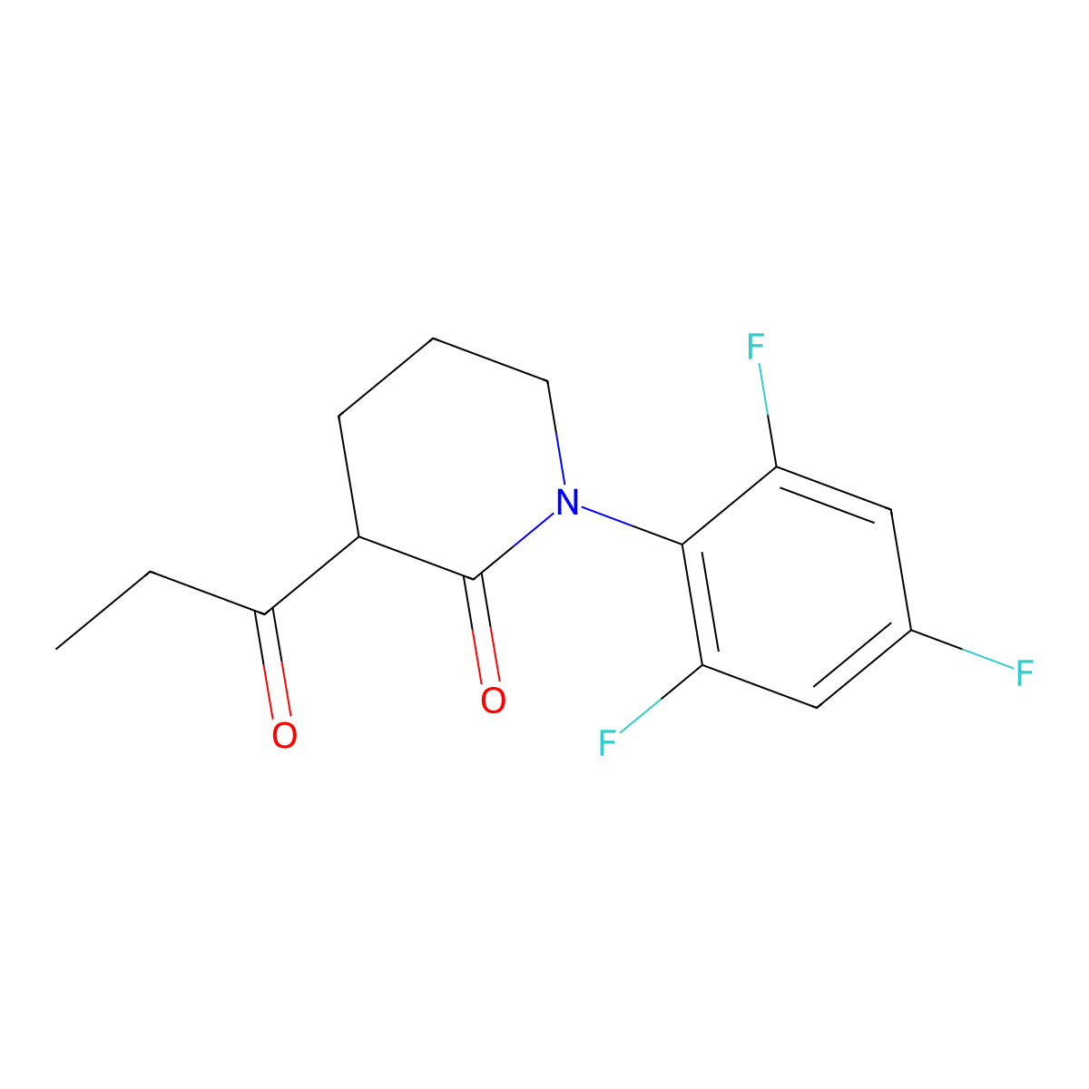 3-Propanoyl-1-(2,4,6-trifluorophenyl)piperidin-2-one molecular structure, CAS 2059933-18-3