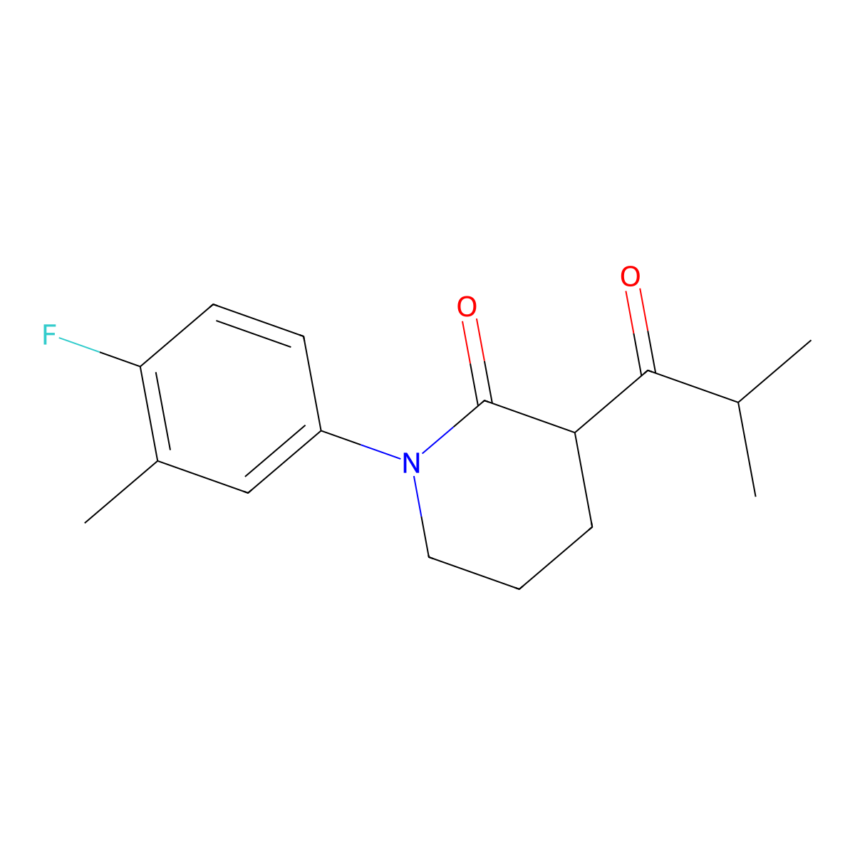 1-(4-Fluoro-3-methylphenyl)-3-(2-methylpropanoyl)piperidin-2-one molecular structure, CAS 2059933-21-8