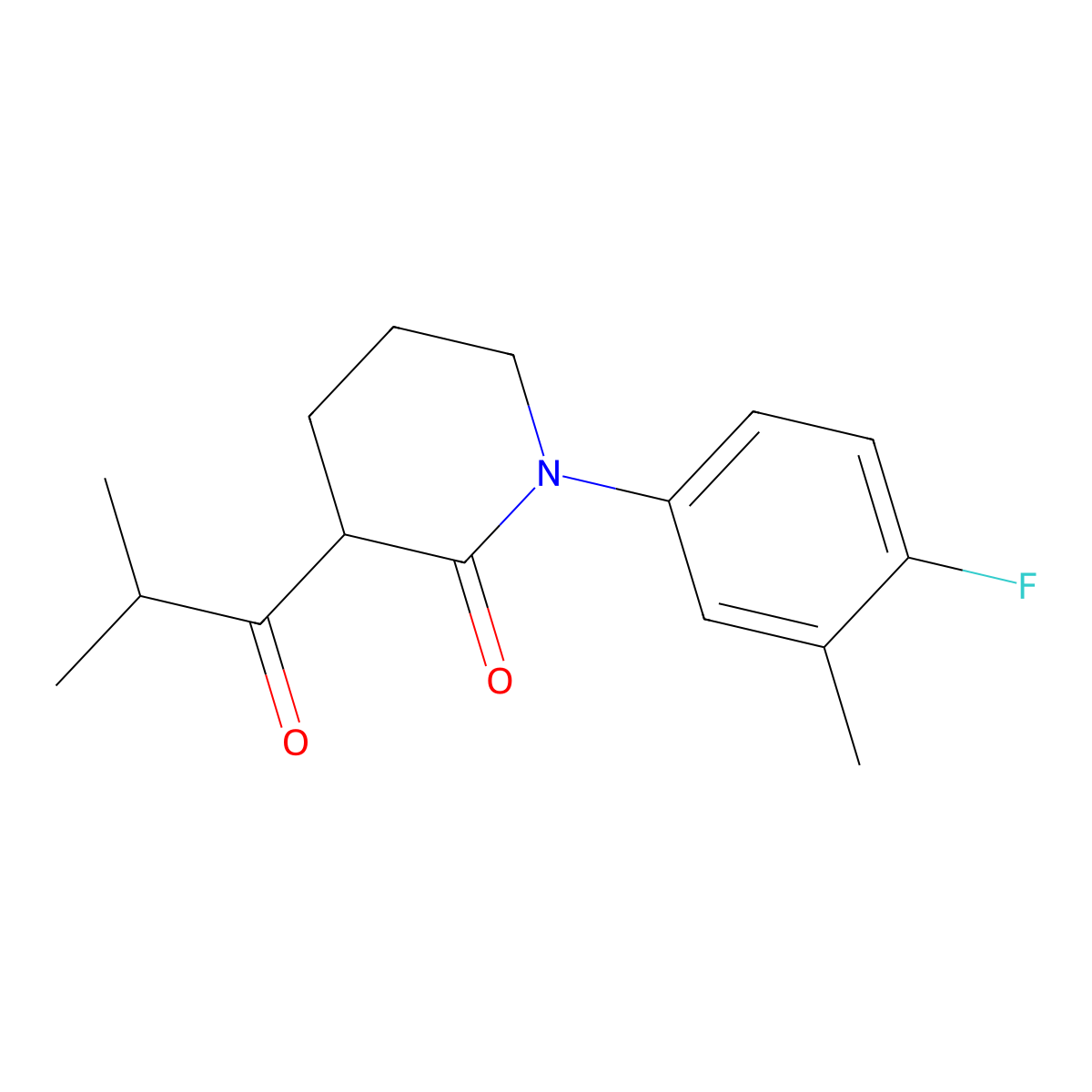 1-(4-Fluoro-3-methylphenyl)-3-(2-methylpropanoyl)piperidin-2-one molecular structure, CAS 2059933-21-8