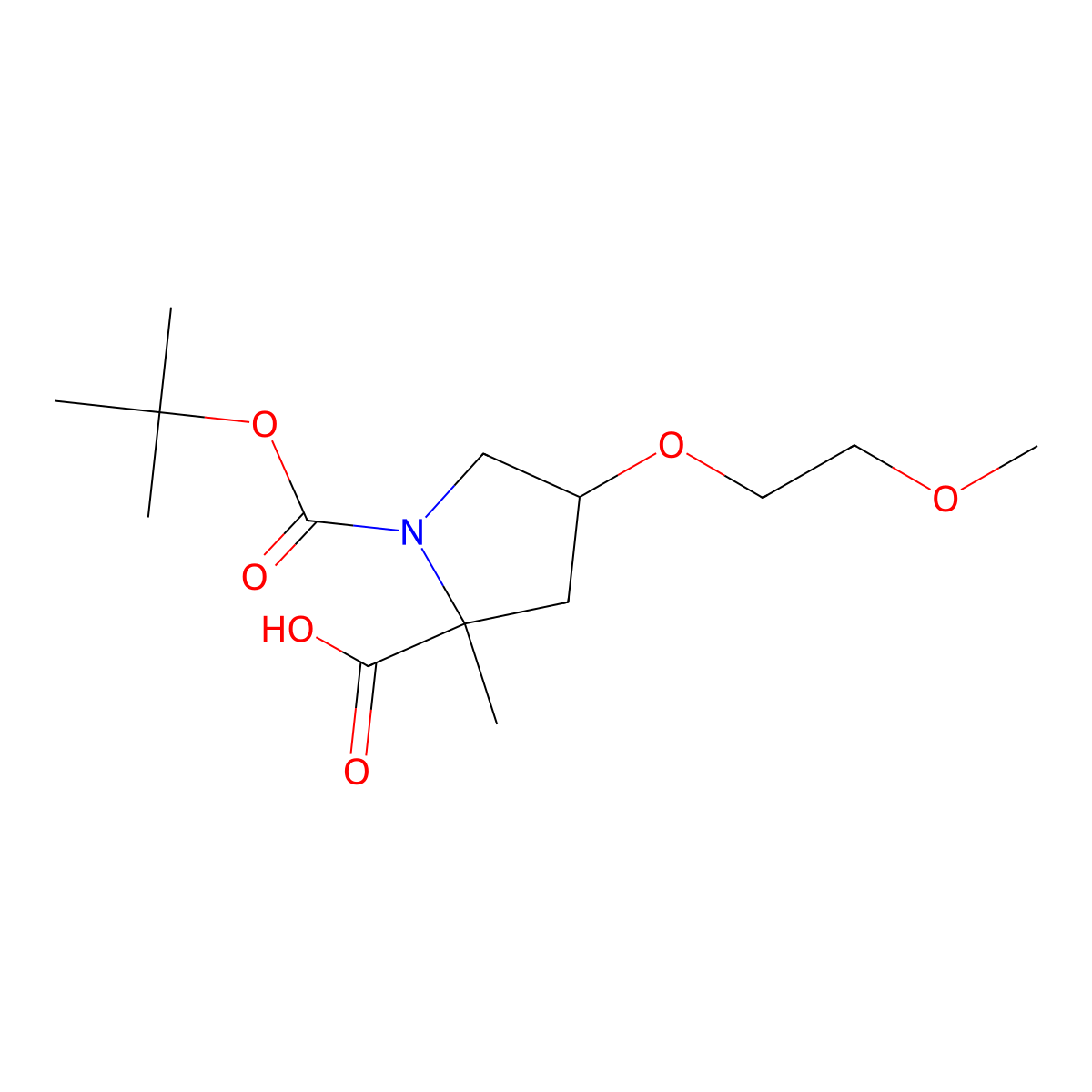 1-[(tert-Butoxy)carbonyl]-4-(2-methoxyethoxy)-2-methylpyrrolidine-2-carboxylic acid molecular structure, CAS 2059933-27-4