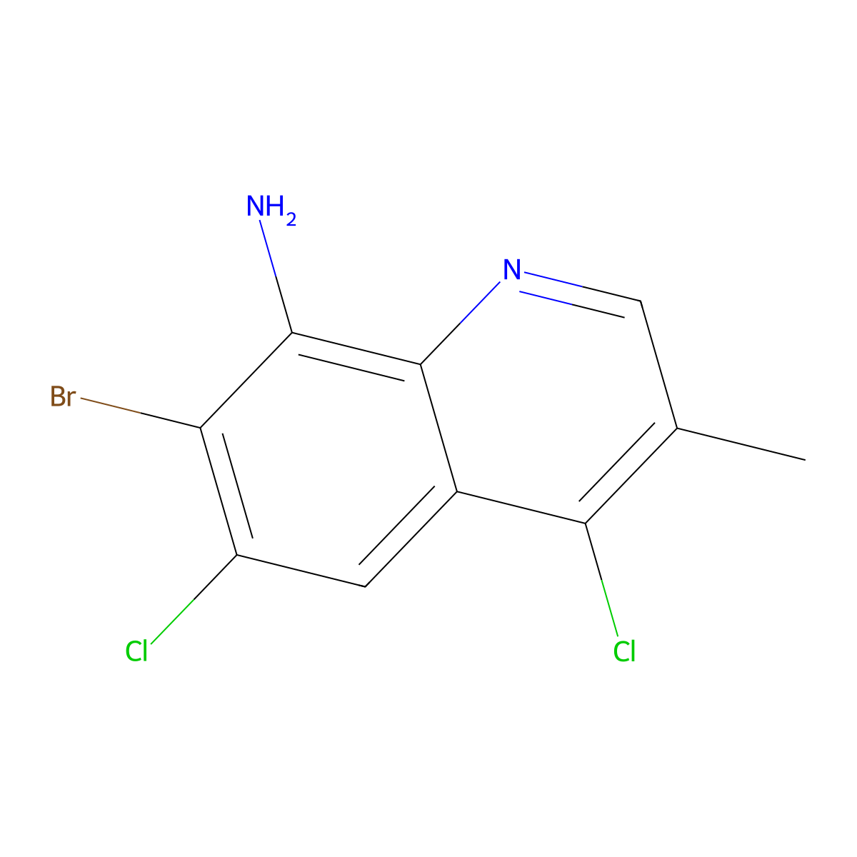 7-Bromo-4,6-dichloro-3-methylquinolin-8-amine molecular structure, CAS 2059933-29-6