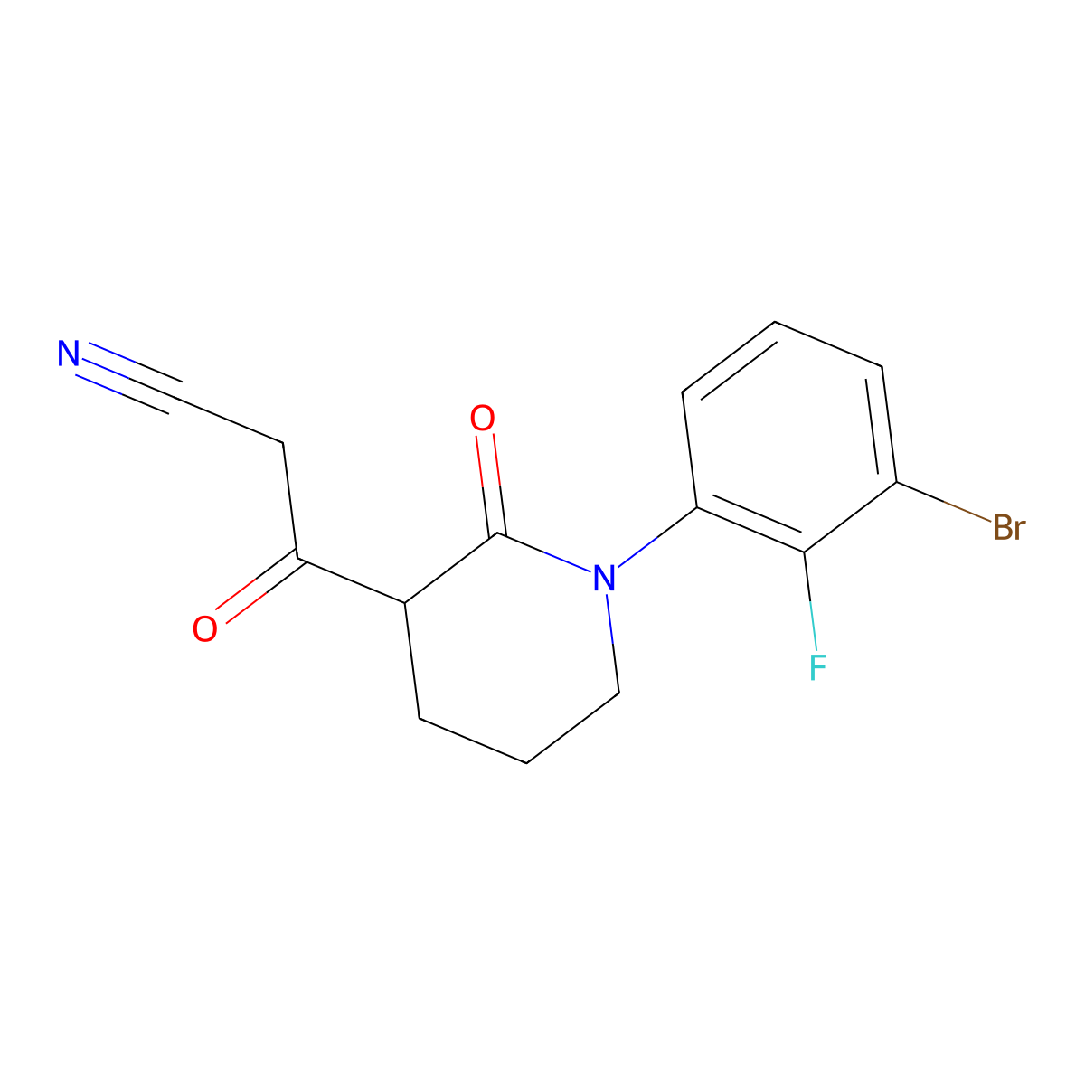 3-[1-(3-Bromo-2-fluorophenyl)-2-oxopiperidin-3-yl]-3-oxopropanenitrile molecular structure, CAS 2059933-31-0