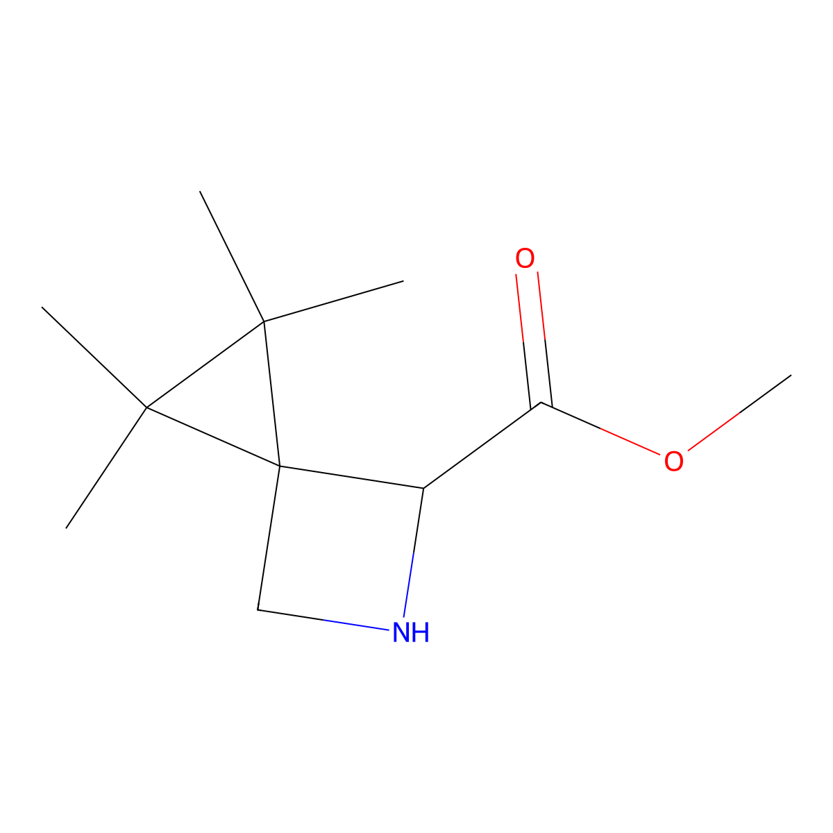 Methyl 1,1,2,2-tetramethyl-5-azaspiro[2.3]hexane-4-carboxylate molecular structure, CAS 2059933-34-3