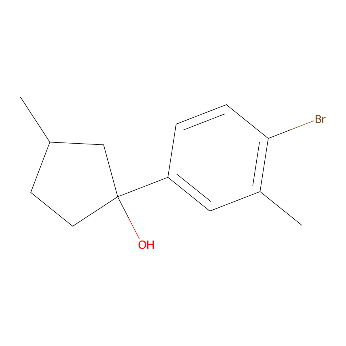 1-(4-Bromo-3-methylphenyl)-3-methylcyclopentan-1-ol molecular structure, CAS 2059933-37-6
