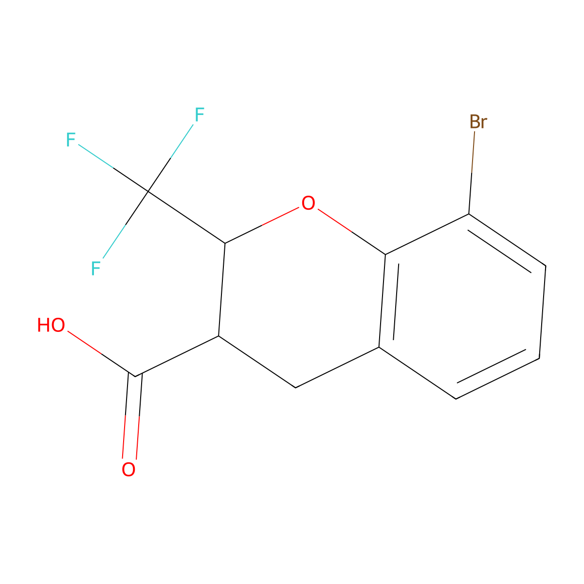 8-Bromo-2-(trifluoromethyl)-3,4-dihydro-2H-1-benzopyran-3-carboxylic acid molecular structure, CAS 2059933-62-7