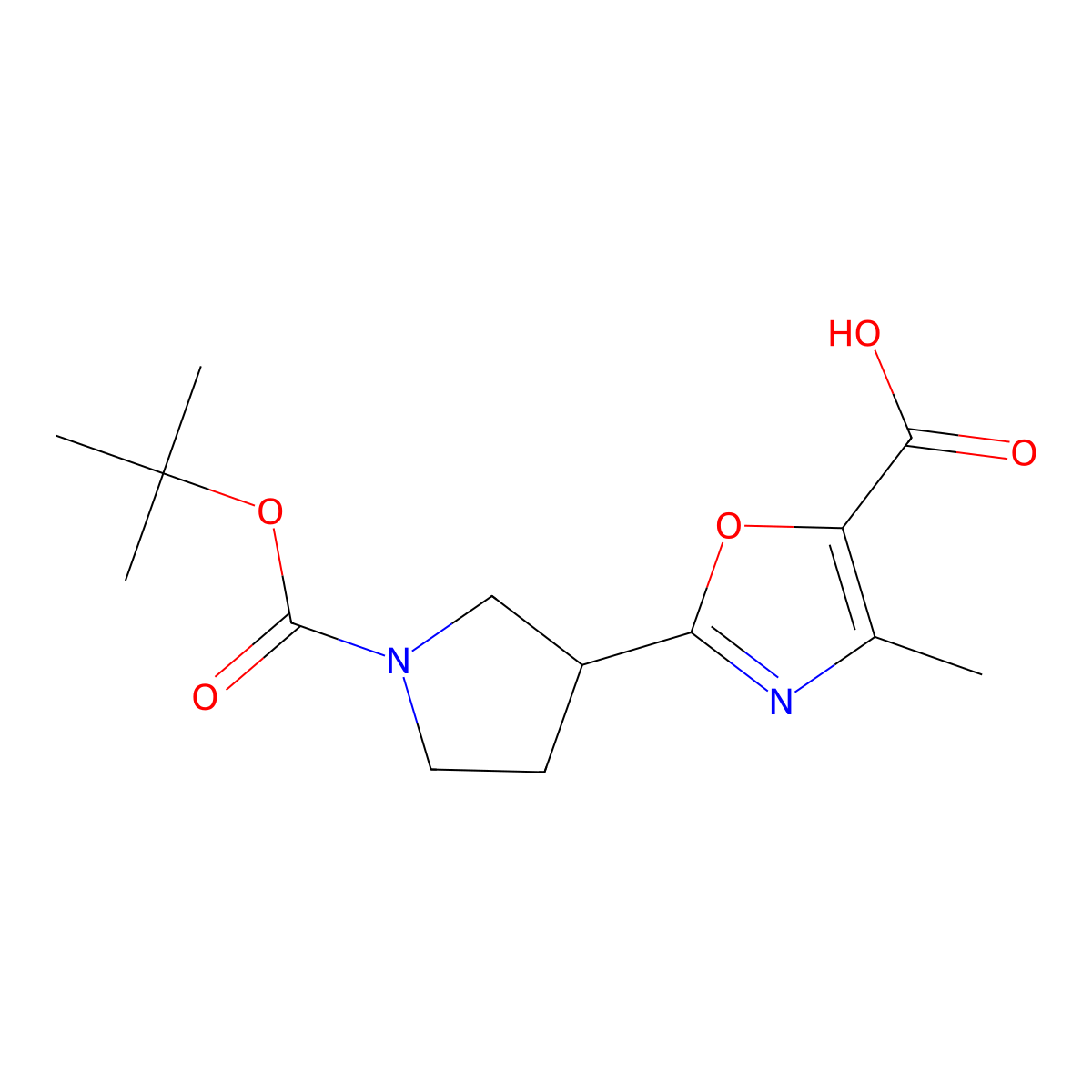 2-{1-[(Tert-butoxy)carbonyl]pyrrolidin-3-yl}-4-methyl-1,3-oxazole-5-carboxylic acid molecular structure, CAS 2059933-64-9
