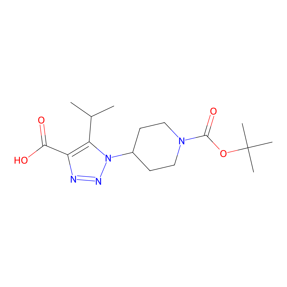 1-{1-[(tert-butoxy)carbonyl]piperidin-4-yl}-5-(propan-2-yl)-1H-1,2,3-triazole-4-carboxylic acid molecular structure, CAS 2059933-67-2