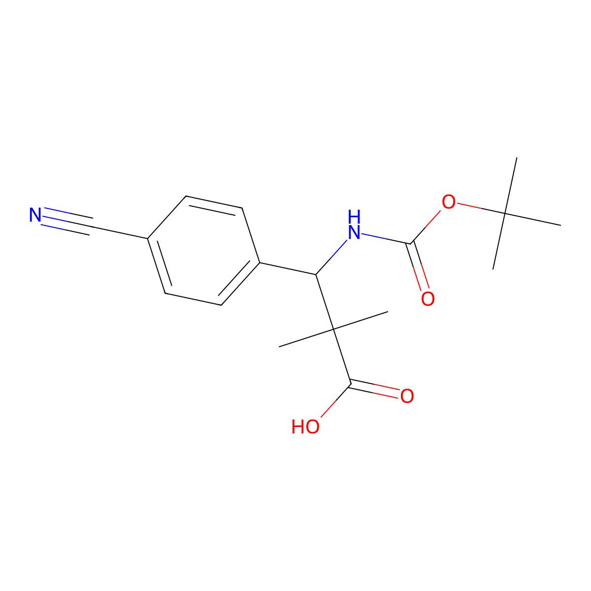 3-{[(Tert-butoxy)carbonyl]amino}-3-(4-cyanophenyl)-2,2-dimethylpropanoic acid molecular structure, CAS 2059933-73-0