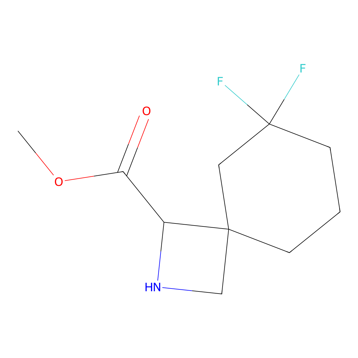 Methyl 6,6-difluoro-2-azaspiro[3.5]nonane-1-carboxylate molecular structure, CAS 2059934-15-3