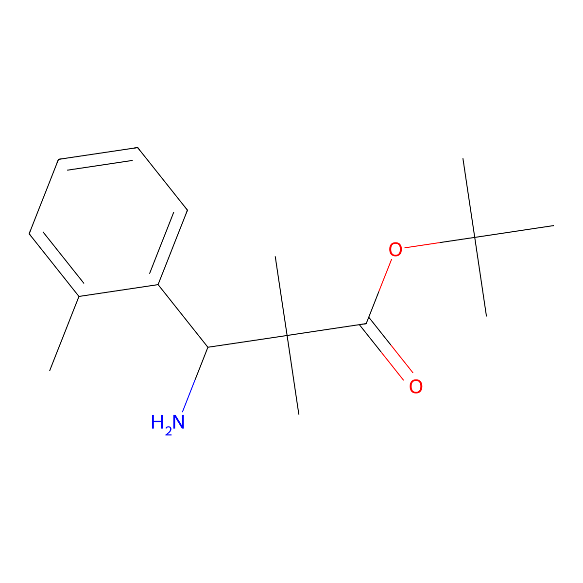 tert-Butyl 3-amino-2,2-dimethyl-3-(2-methylphenyl)propanoate molecular structure, CAS 2059934-16-4