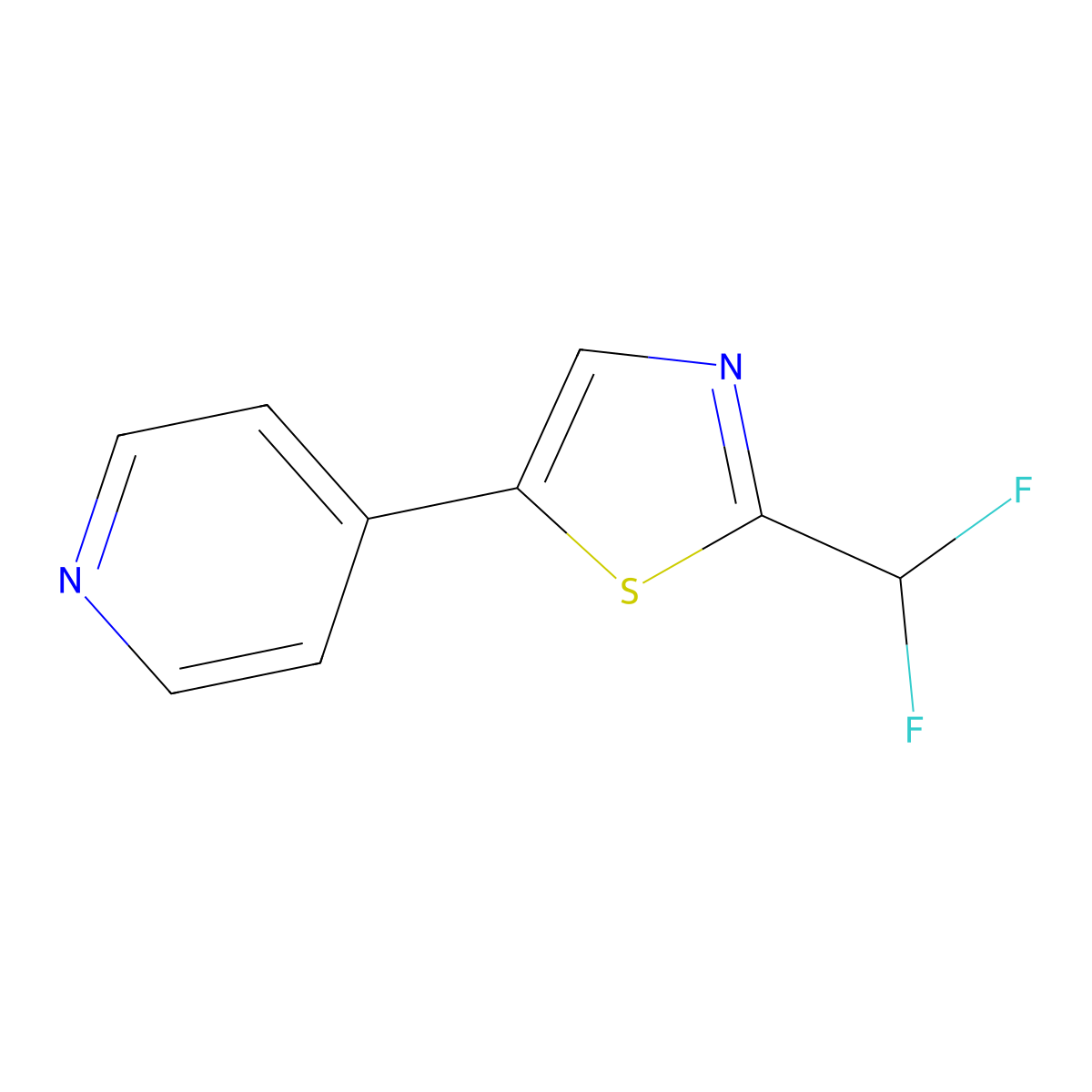 4-[2-(Difluoromethyl)-1,3-thiazol-5-yl]pyridine molecular structure, CAS 2059934-70-0