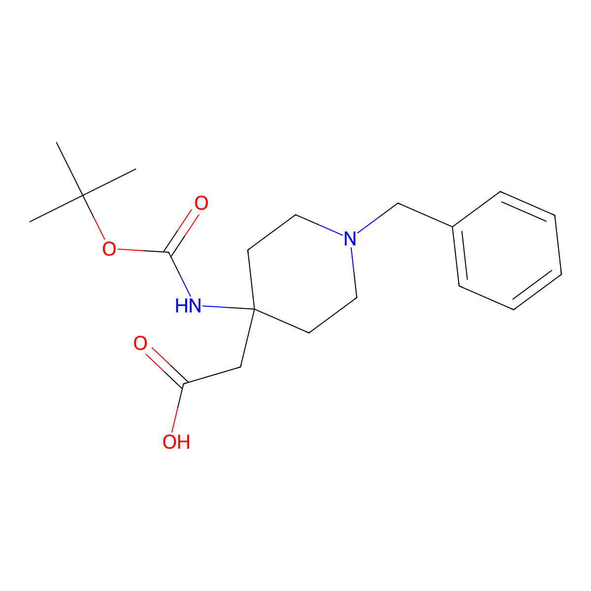 2-(1-Benzyl-4-(((tert-butoxy)carbonyl)amino)piperidin-4-yl)acetic acid molecular structure, CAS 2059934-72-2