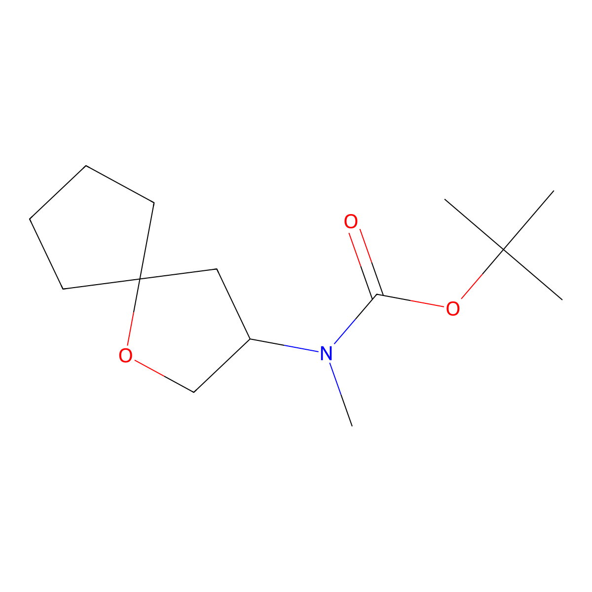 tert-Butyl N-methyl-N-{1-oxaspiro[4.4]nonan-3-yl}carbamate molecular structure, CAS 2059934-75-5