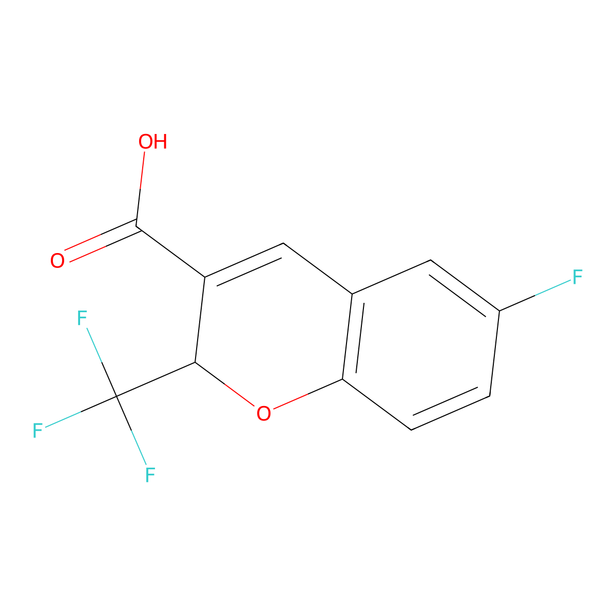 6-Fluoro-2-(trifluoromethyl)-2H-chromene-3-carboxylic acid molecular structure, CAS 2059934-79-9