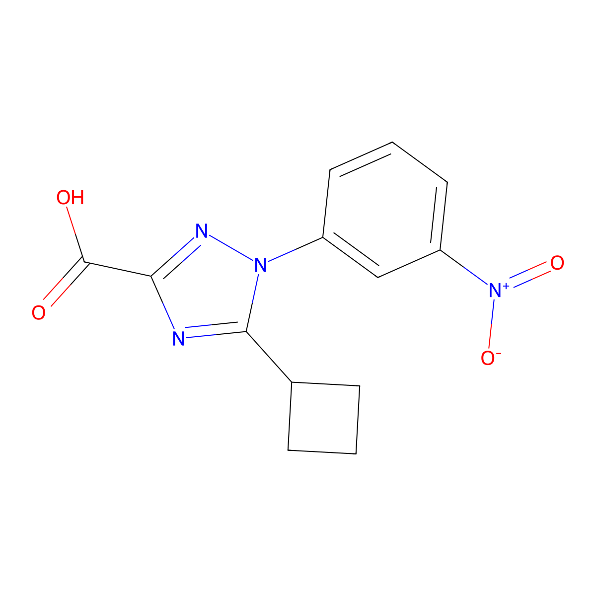 5-Cyclobutyl-1-(3-nitrophenyl)-1H-1,2,4-triazole-3-carboxylic acid molecular structure, CAS 2059934-80-2