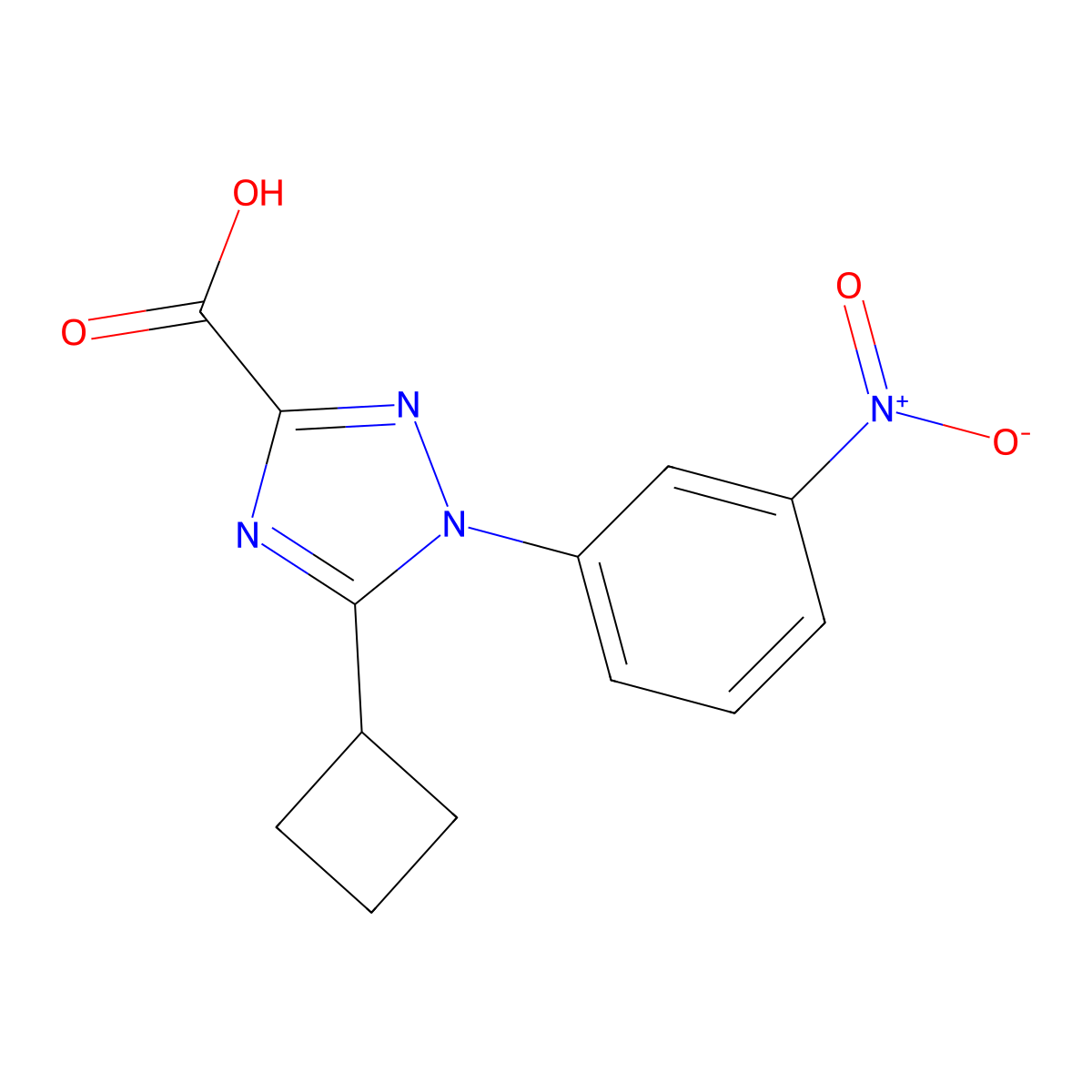 5-Cyclobutyl-1-(3-nitrophenyl)-1H-1,2,4-triazole-3-carboxylic acid molecular structure, CAS 2059934-80-2