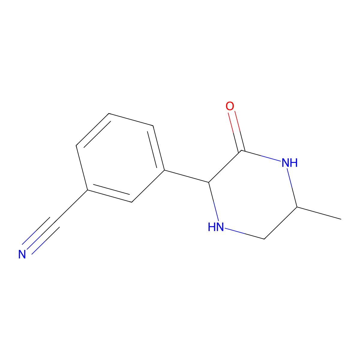 3-(5-Methyl-3-oxopiperazin-2-yl)benzonitrile molecular structure, CAS 2059934-86-8