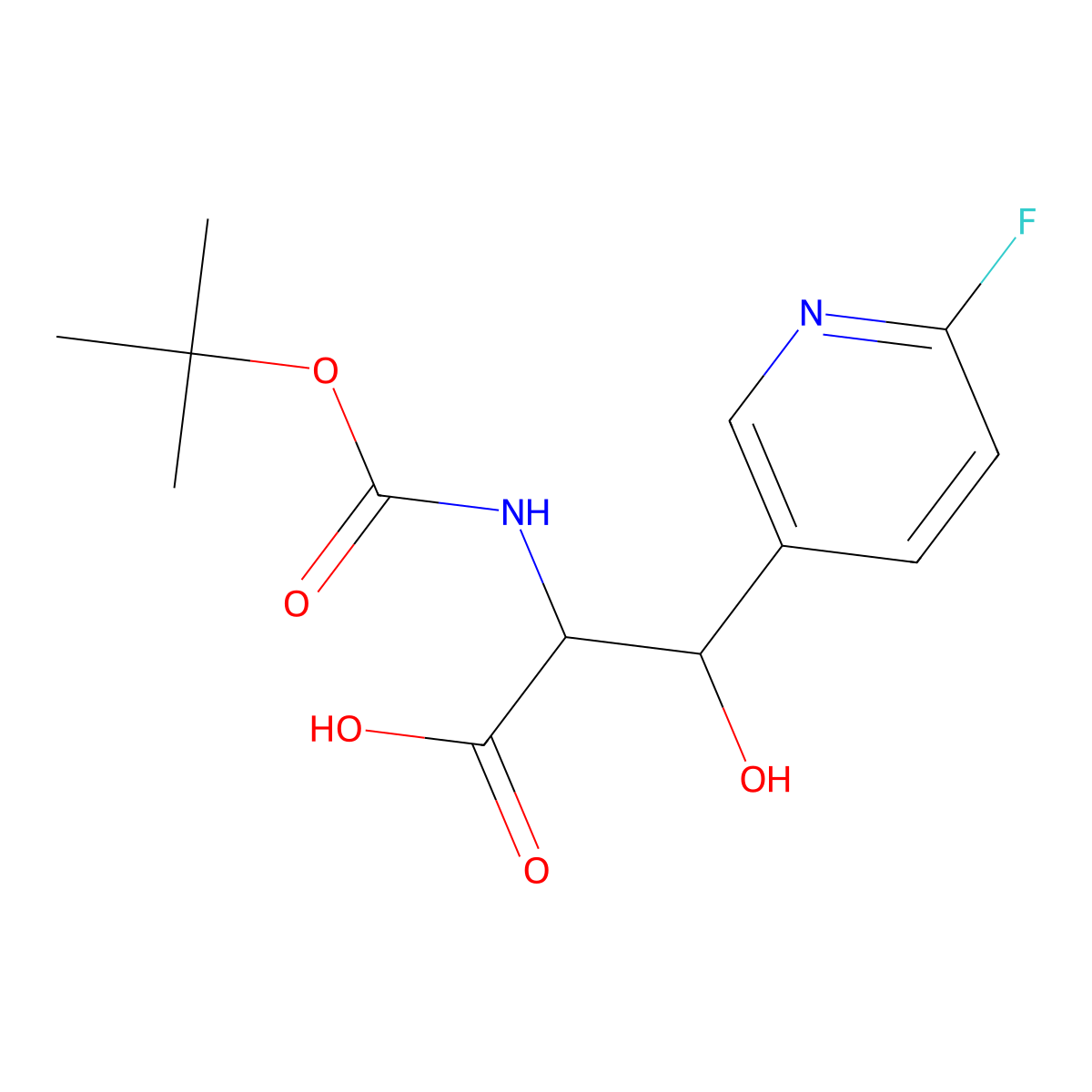 2-{[(Tert-butoxy)carbonyl]amino}-3-(6-fluoropyridin-3-yl)-3-hydroxypropanoic acid molecular structure, CAS 2059935-03-2