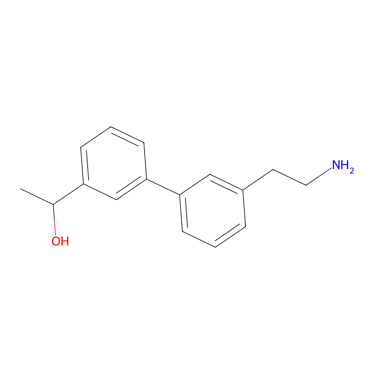 1-{3-[3-(2-Aminoethyl)phenyl]phenyl}ethan-1-ol molecular structure, CAS 2059935-05-4
