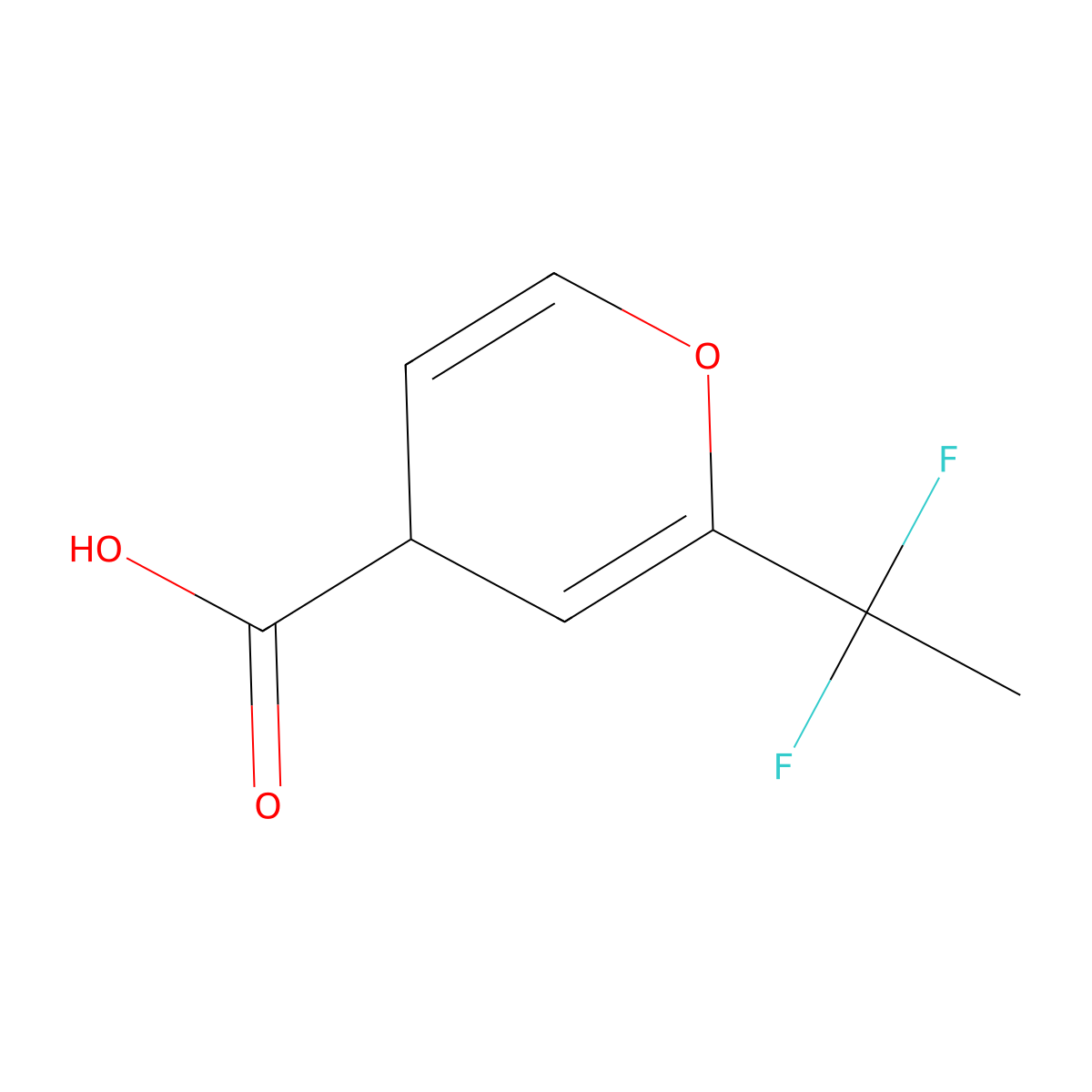 2-(1,1-Difluoroethyl)-4H-pyran-4-carboxylic acid molecular structure, CAS 2059935-07-6