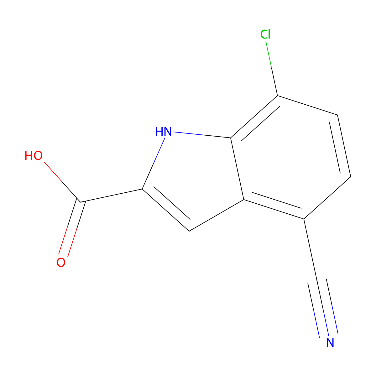 7-Chloro-4-cyano-1H-indole-2-carboxylic acid molecular structure, CAS 2059935-14-5