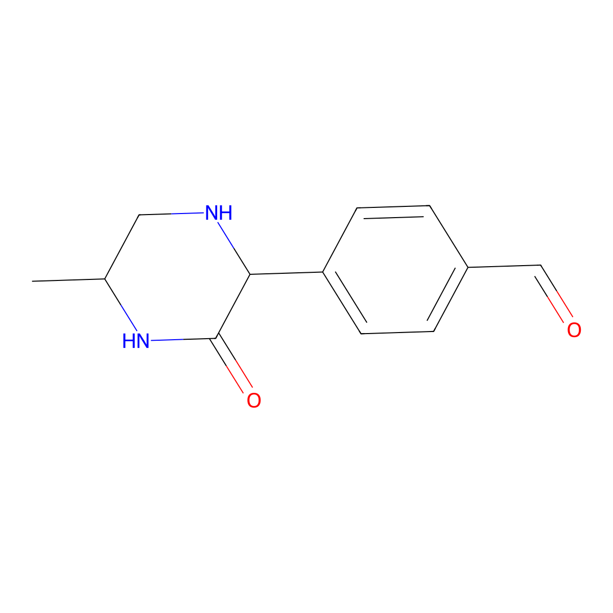 4-(5-Methyl-3-oxopiperazin-2-yl)benzaldehyde molecular structure, CAS 2059935-24-7