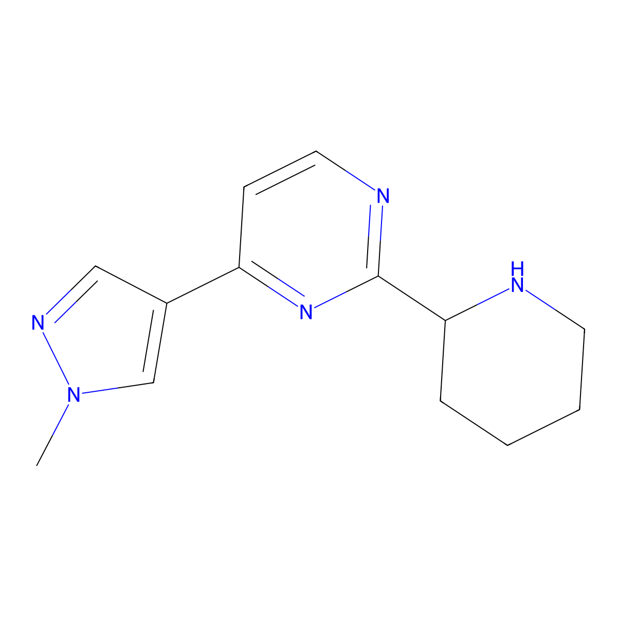 4-(1-Methyl-1H-pyrazol-4-yl)-2-(piperidin-2-yl)pyrimidine molecular structure, CAS 2059935-26-9