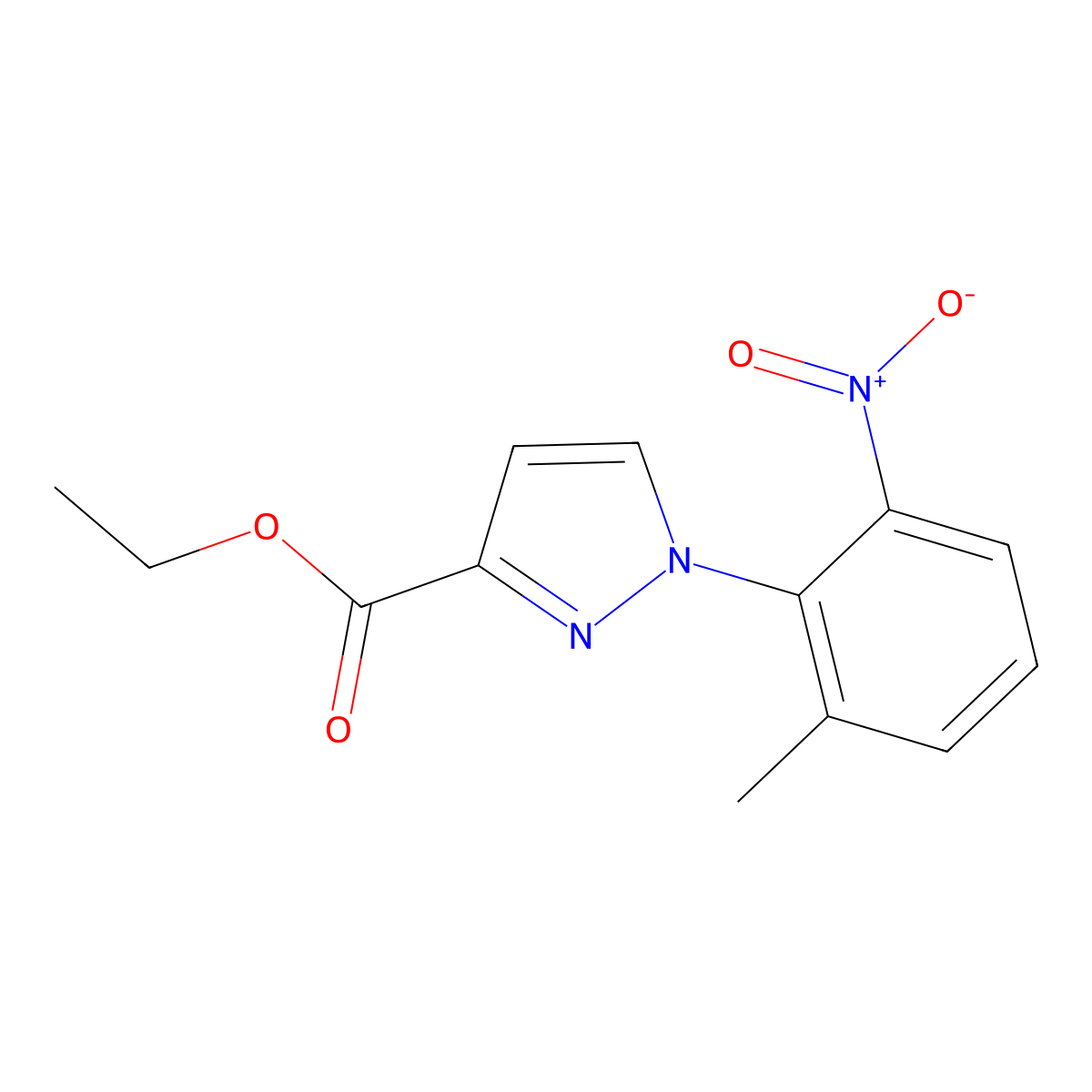Ethyl 1-(2-methyl-6-nitrophenyl)-1H-pyrazole-3-carboxylate molecular structure, CAS 2059935-31-6