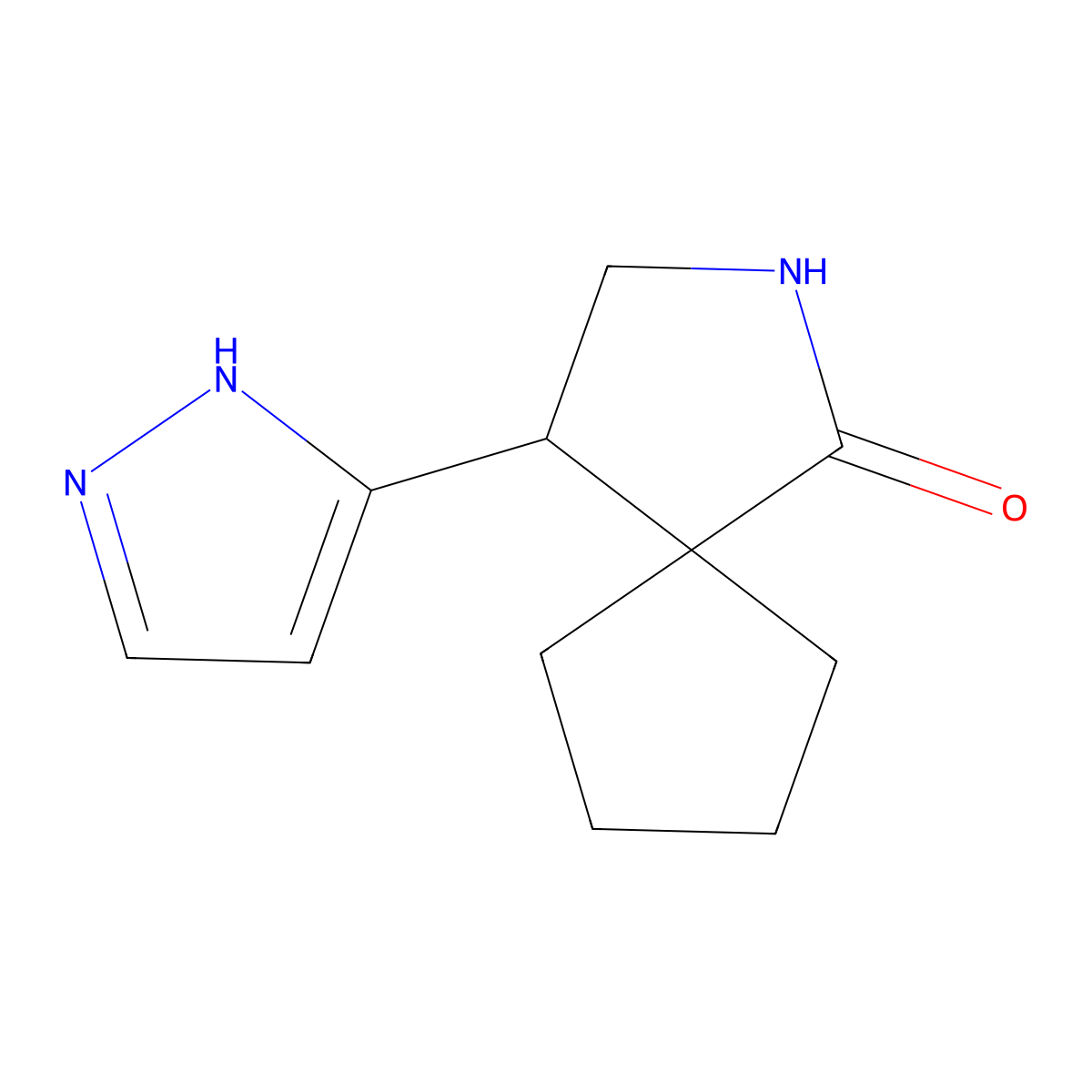 4-(1H-Pyrazol-3-yl)-2-azaspiro[4.4]nonan-1-one molecular structure, CAS 2059935-36-1